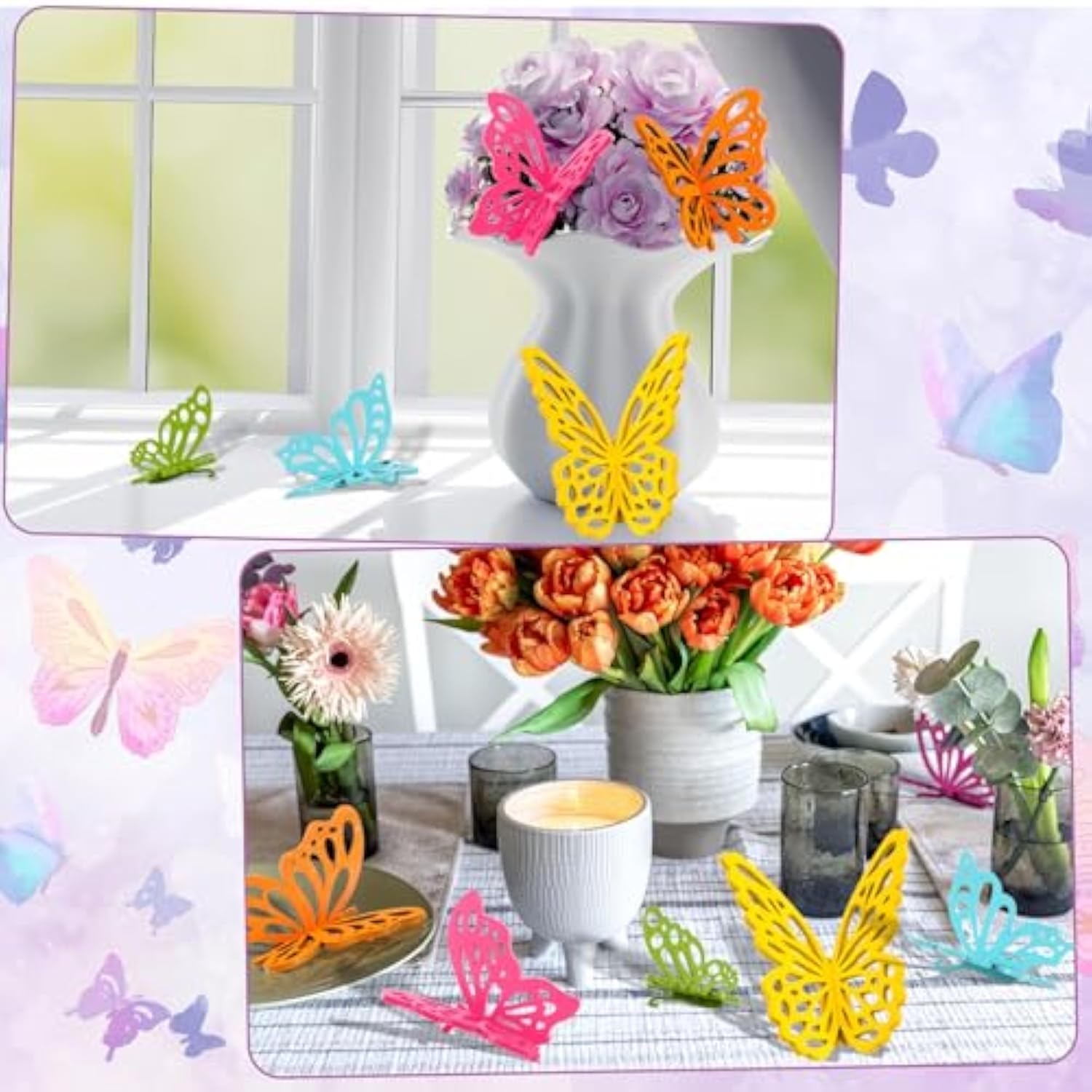 6 Set Butterfly Centerpieces For Tables Spring Butterfly Party Decorations - 12Pcs 3D Wooden Butterfly Table Toppers Centerpieces For Spring Summer Butterfly Themed Party Favors Supplies Home Decor