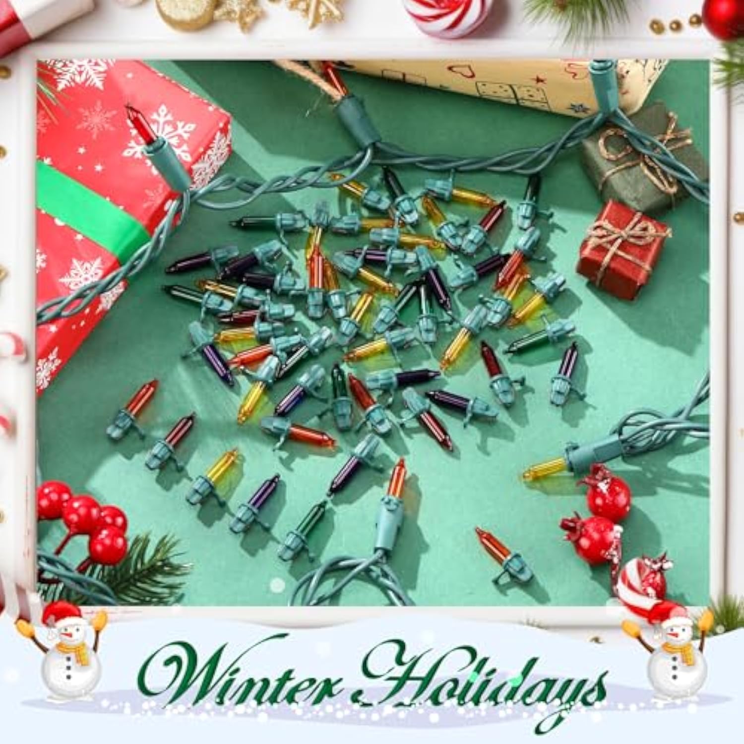 240 Pcs Christmas Replacement Mini Light Bulbs With Green Base Christmas Tree Incandescent Wire String Lights Replacemen