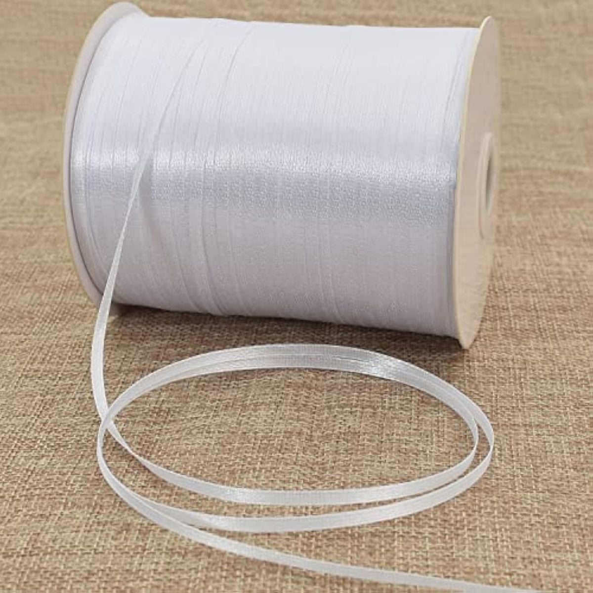 1/8 Inch X 870 Yards White Thin Solid Satin Ribbon Giant Spool Double