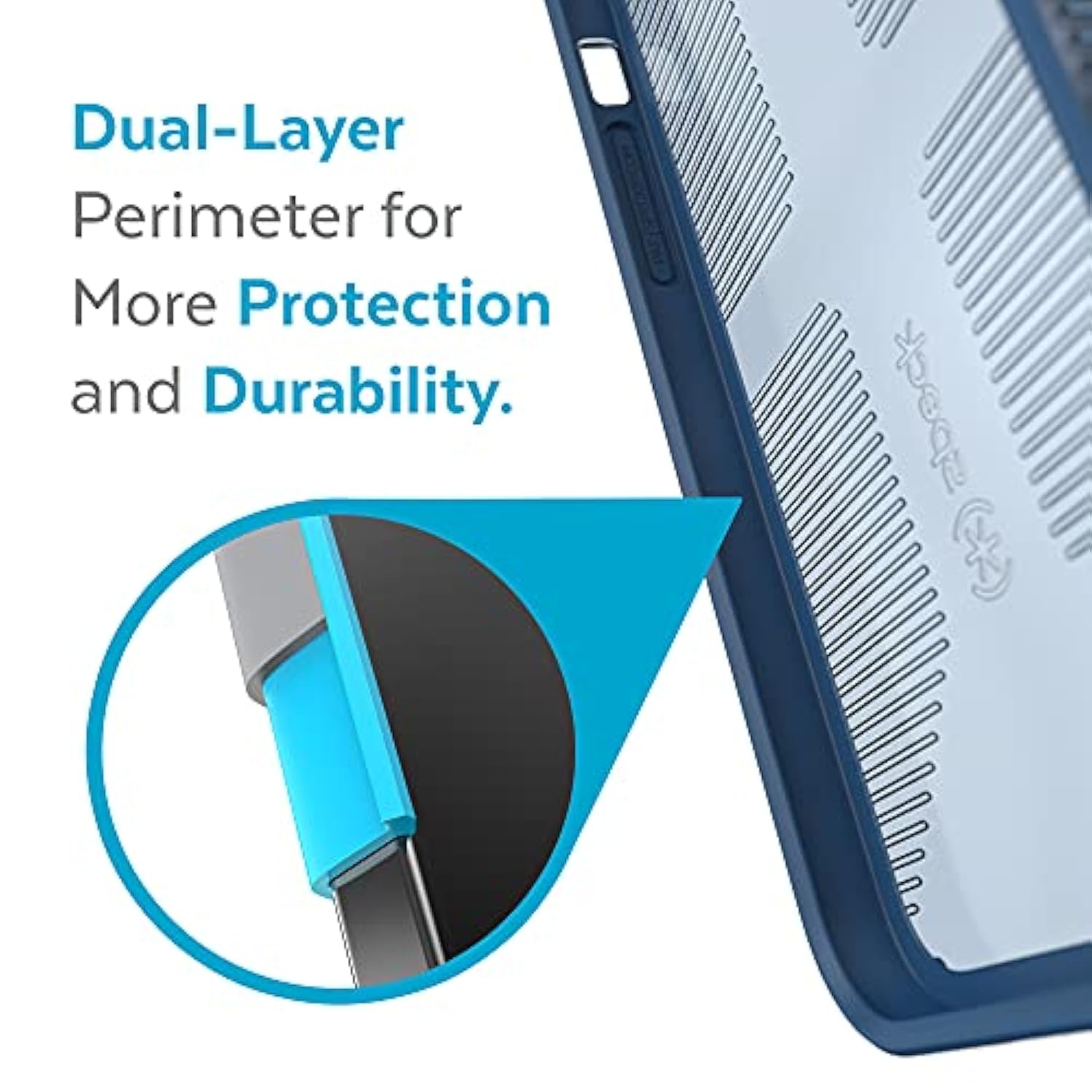 Speck iPhone 13 Pro Max Case - Drop Protection Fits iPhone 12 Pro Max & iPhone 13 Pro Max Phones - Compatible with MagSafe, Extra Grip, Dual Layer Slim Design - Glass Navy, Winter Navy GemShell