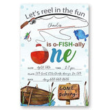 Fishing 1St O-Fish-Ally One Birthday Decorations, Fishing Party Celebration, Fishing Invitations For Birthday. (086)