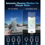 Wireless Car Charger, Fast Charging Phone Holder 3 In 1 Phone Mount Auto Clamping Car Accessories Compatible With Iphone 16 15 14 13 12 11 Xs Xr, Samsung S23 Ultra S22 S21 S20/S10+ S9+ Note 9