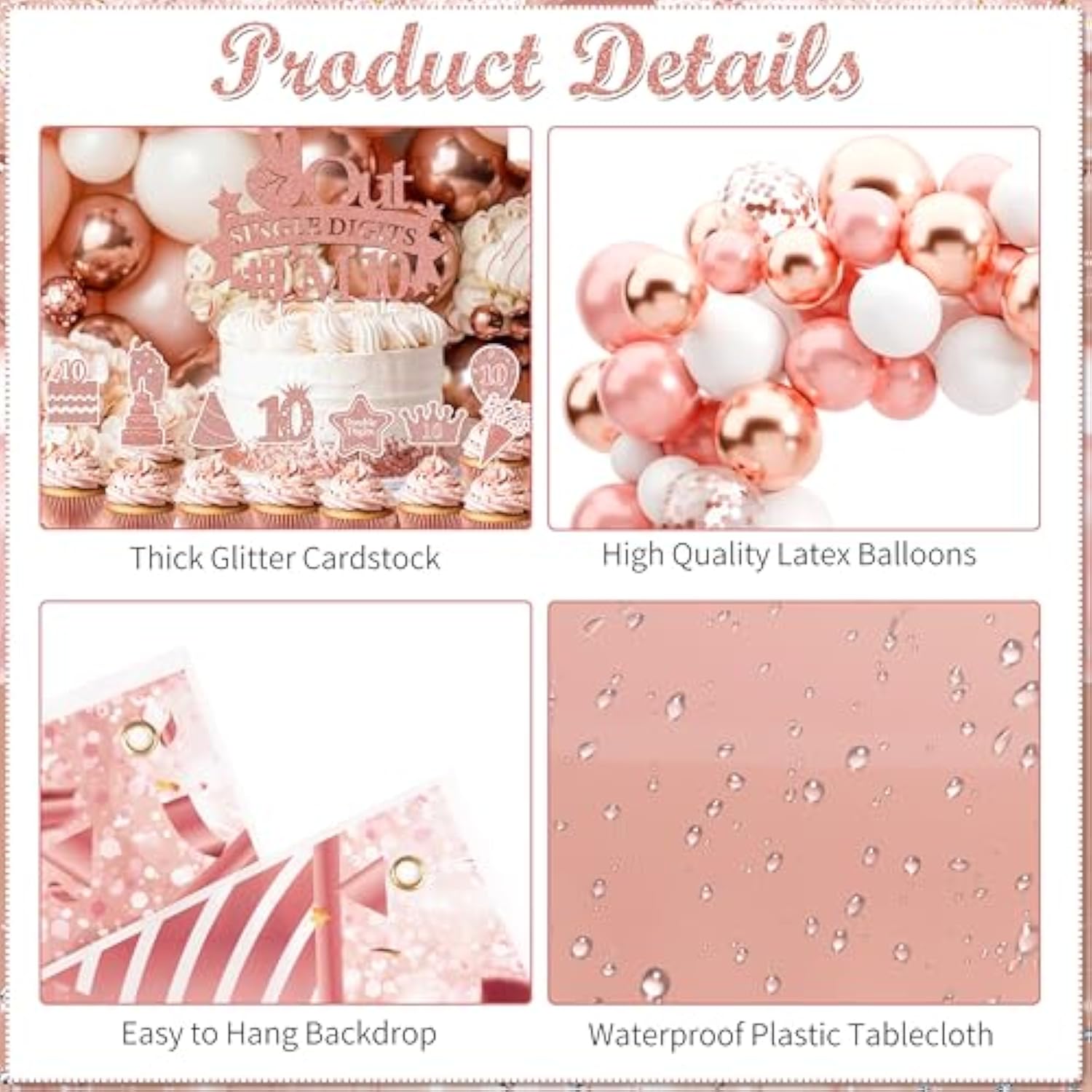 10Th Birthday Decorations For Girls Rose Gold, Peace Out Single Digits Party Decor, Double Digits Party Supplies With Out Single Digits I’M 10 Banner Sash Tiara Backdrop Tablecloth Number 10 Balloon