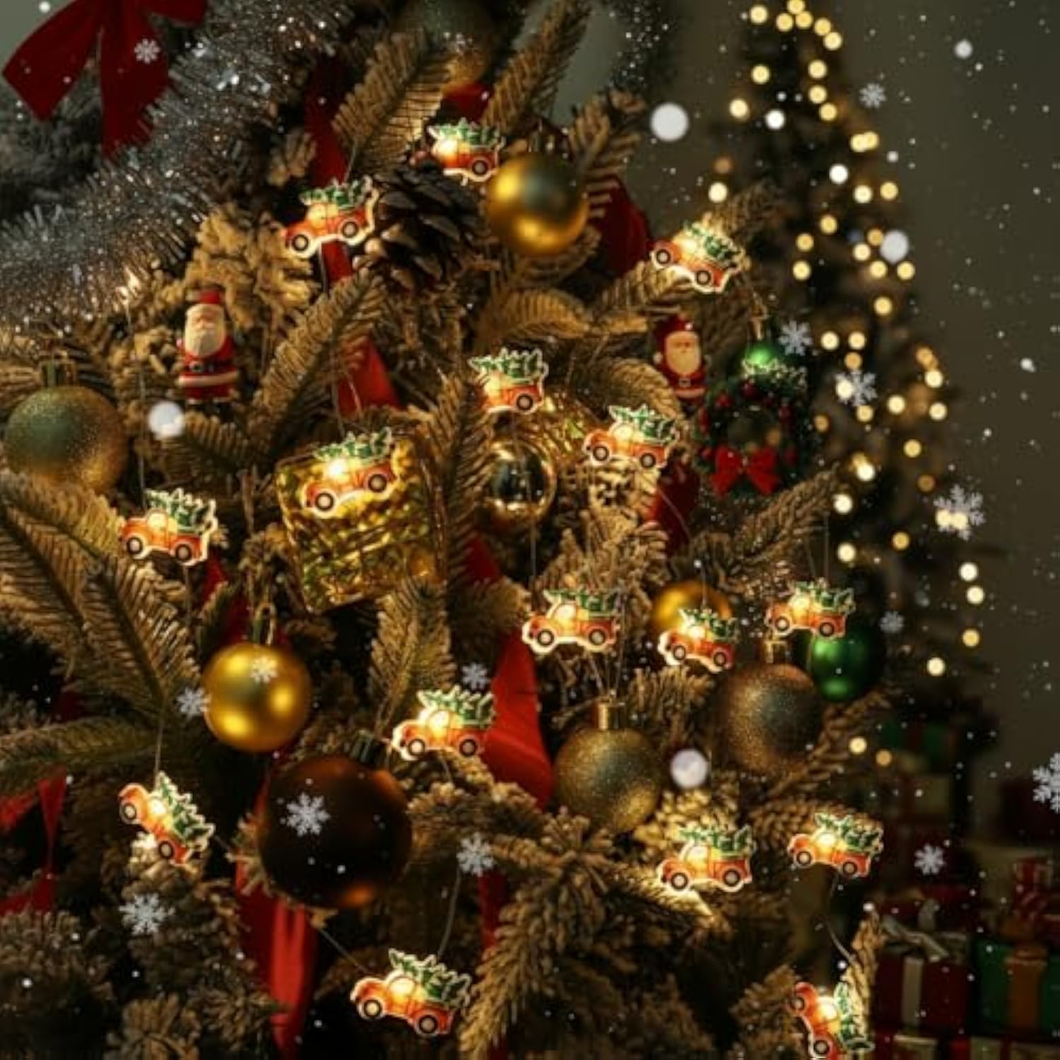 2 Pack Battery Operated Christmas Lights For Tree Decorations?7Ft 20 Leds Farmhouse Truck String Lights For Indoor Chris