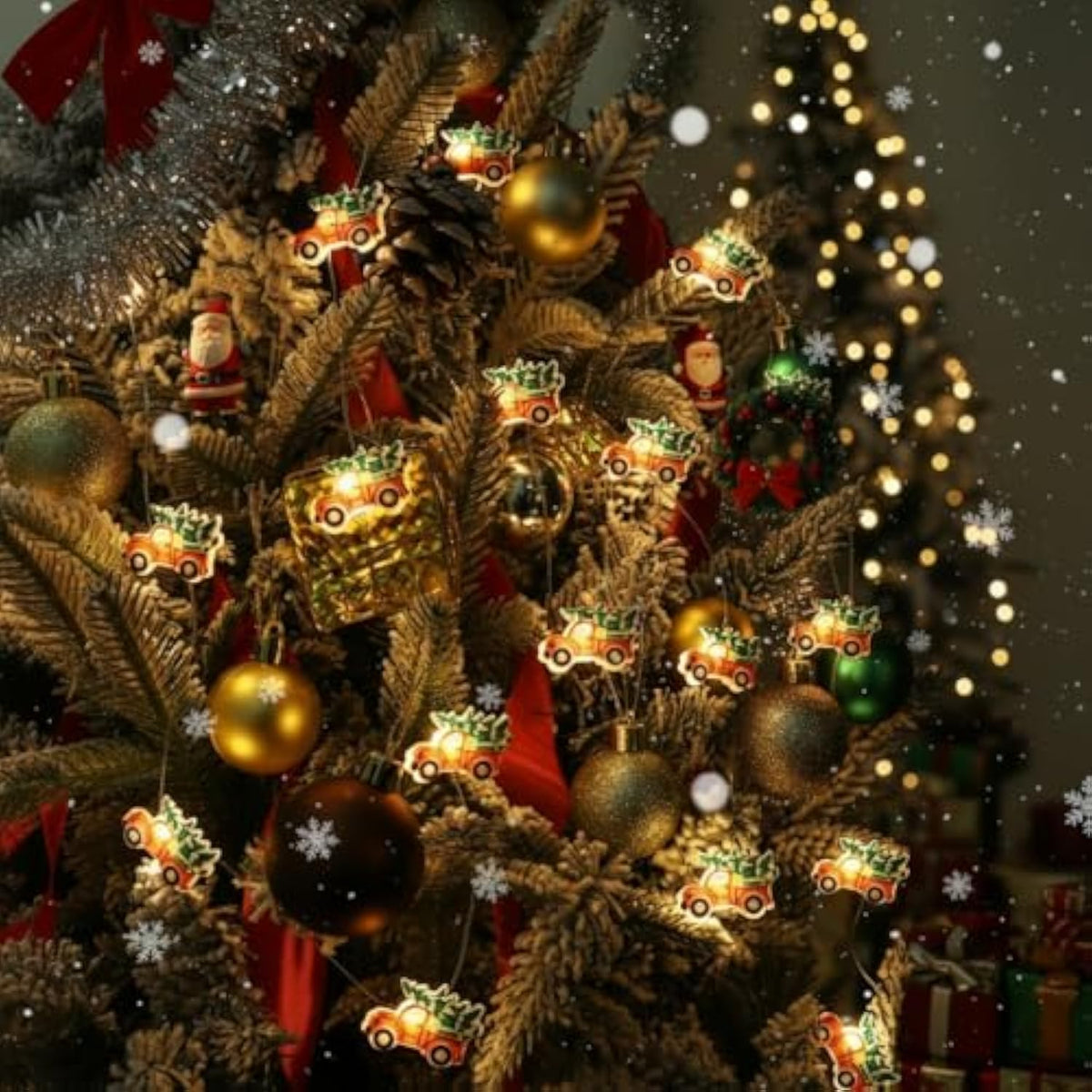 2 Pack Battery Operated Christmas Lights For Tree Decorations?7Ft 20 Leds Farmhouse Truck String Lights For Indoor Chris