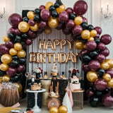 12in Black Burgundy Yellow Balloons with Gold Confetti for Party Decorations