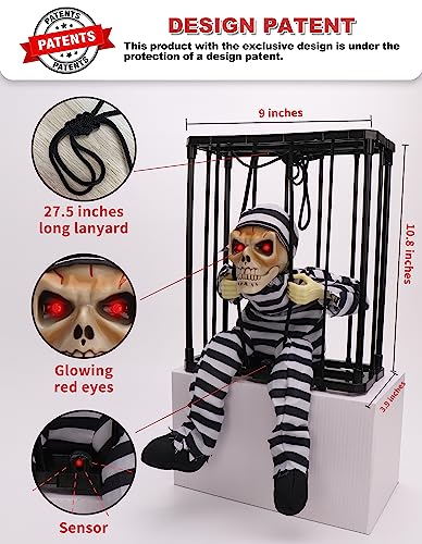 Animated Halloween Decorations with Infrared Sensor, Skull Prisoner