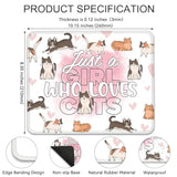Just A Girl Who Loves Cats Mouse Pad, Cute Cat Desk Mat, Cartoon Cat Work Place Mousepad, Kawaii Cats Travel Mousepad Gifts For Cat Lover Coworker Cat Mom Cat Owne Bff Women