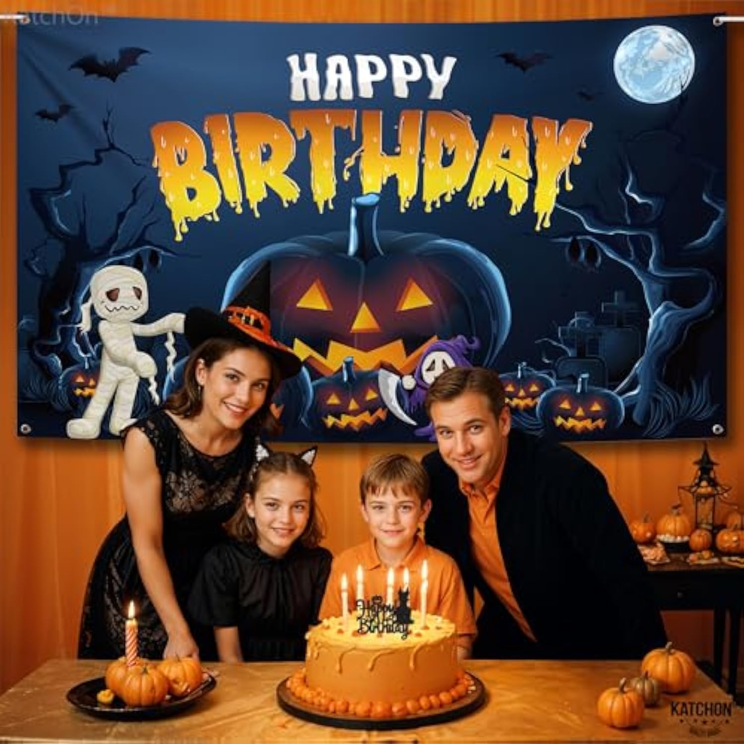 Xtra Large Halloween Birthday Banner 72x44 Inch Backdrop Party Decorations