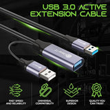 GearIT USB 3.0 Active Extension Cable (30 Feet) A-Male to A-Female USB Repeate