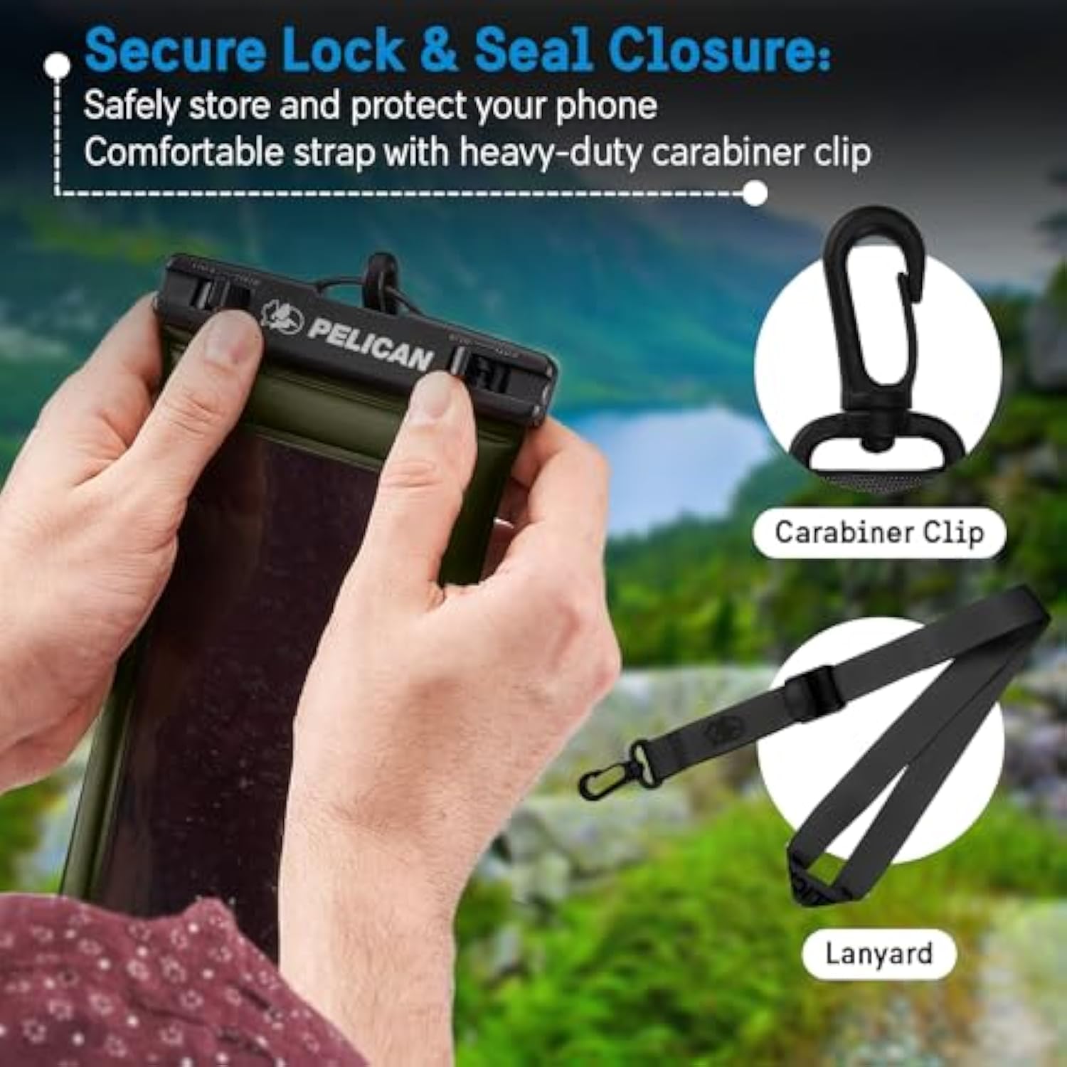 Marine - Ip68 Waterproof Phone Pouch/Case (Regular Size) - Floating Waterproof Phone Case - Iphone 14 Pro Max/ 13 Pro Max/ 12 Pro Max/ 11/ S23/ Pixel 7 - Detachable Lanyard - Olive Green