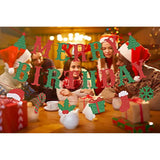 Merry Birthday Banner, 3Pcs Glittery Merry Christmas Birthday Banner, Red & Green Christmas Party Home Mantle Decorations
