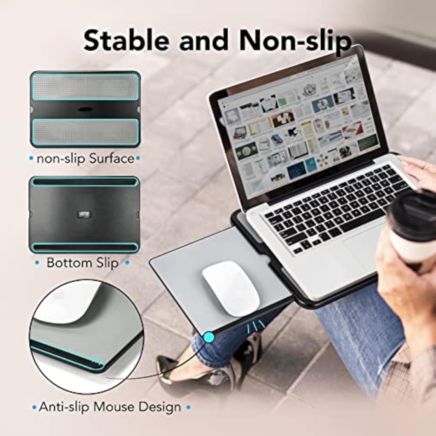 Laptop Lap Desk, Portable Lapdesk With Smooth Surface And Mouse Pad, Lightweight Bed Tray For Laptop Or Tablet, Ergonomic Lap Table For Home, Office, Travel, And Students
