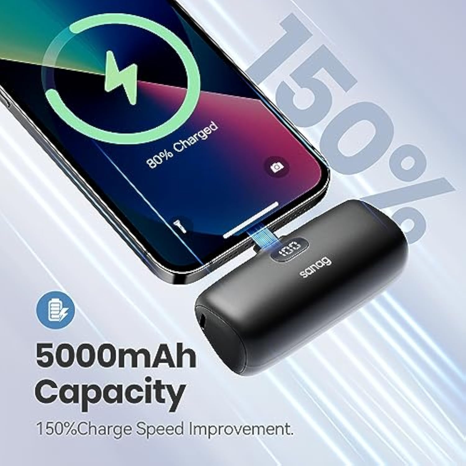 Portable Charger Pd Fast Charging Mini Power Bank 5000Mah Charger With Built-In Cable Stand And Led Display Powerbank Compatible With Iphone 15/14/13/12 Pro Max Samsung Android Phones
