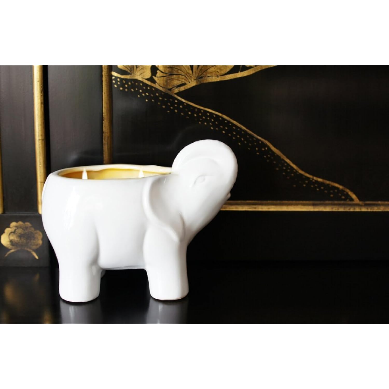 Luxury Elephant Scented Candle – Large 28oz Jar with Soy Wax Blend & 2 Cotton Wicks – Long Burn Time 180–240 Hours – Fall Candles, Fall Scented Candles, Soy Candle for Home & Holiday Décor (Black)
