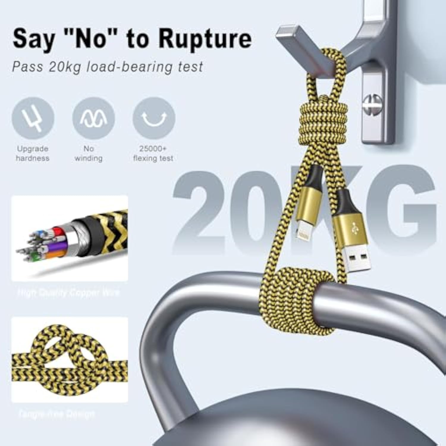 3 Pack 6FT MFi Certified Lightning Cable, Fast Charging Nylon Cord for iPhone/iPad