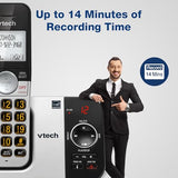 Vg232-2 Cordless Phone With Answering Machine - 2 Handsets, Large Backlit Display, Big Buttons, Full-Duplex Speakerphone, Caller Id, 14-Min Digital Answering System, Easy Setup - Silver/Black