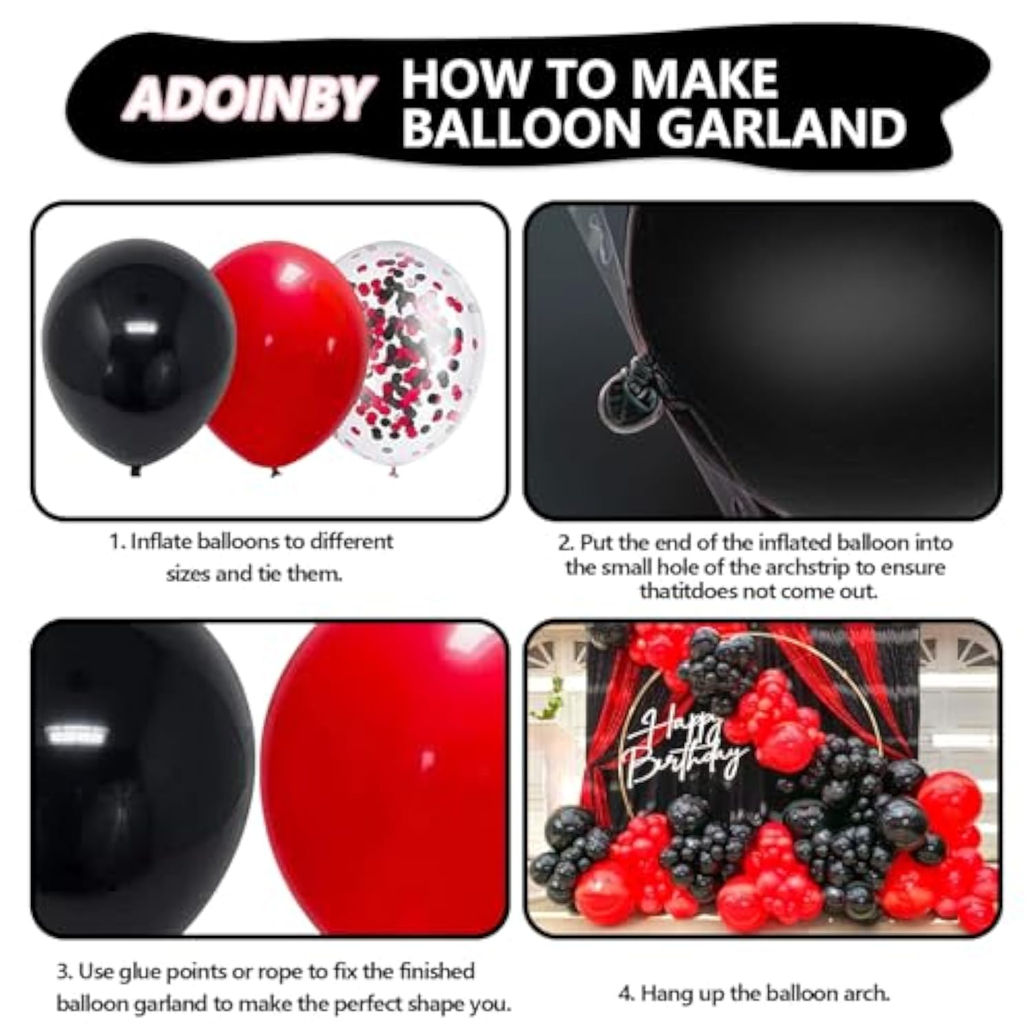 140pcs Red and Black Balloon Garland Kit – Confetti Balloons for Birthday, Wedding & Event Decor