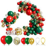 147Pcs Red Green And Gold Balloon Garland Kit - Red Green Gold Balloon And Gold Confetti Balloons For Birthday Baby Shower Wedding Christmas Party Decoration