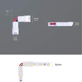 2 Pin 8mm L Shape LED Strip Light Connectors 90 Degree Solderless Corner Clips for 12V 24V Tape Lights 10 Pack