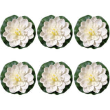 6 Pcs White Artificial Lotus Flowers Large Floating Lotus Faux Water Lily Flowers Fish Pond Artificial Plants With Artificial Lily Pads, Artificial Plants
