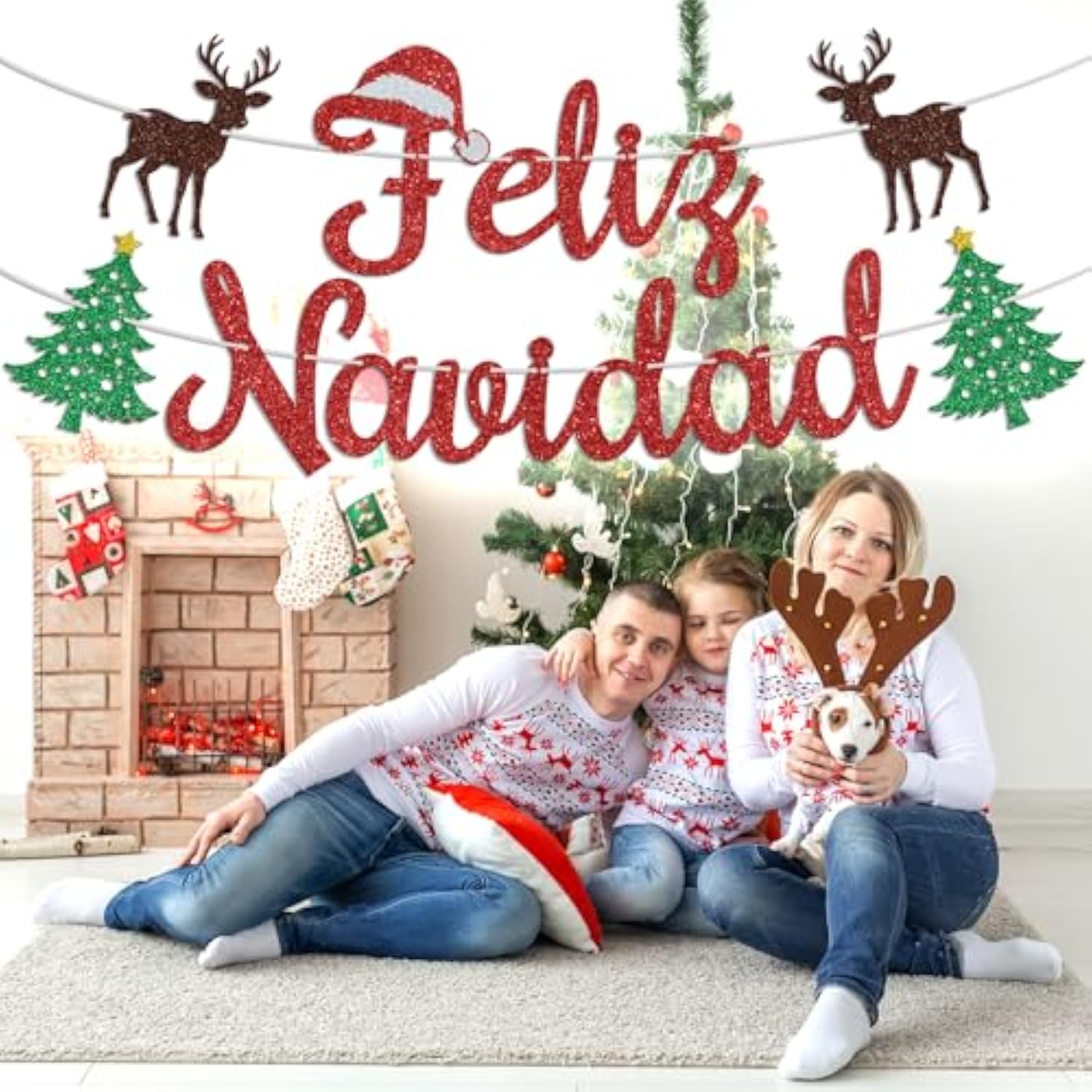Feliz Navidad Banner for Spanish Christmas and New Year Party Decorations