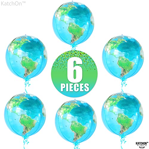 , Globe Balloons for Globe Decorations - Huge 22 Inch, Pack of 6