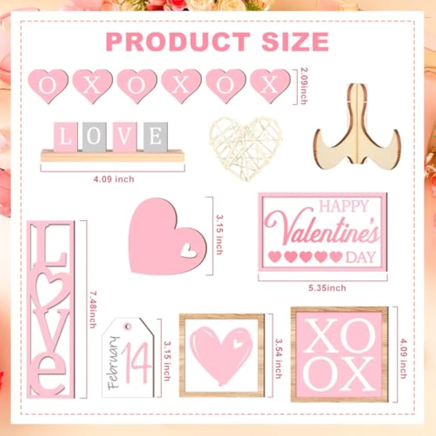 21 Pcs Valentine Tiered Tray Decor Set Valentine Table Decorations Conversation Heart Wooden Decoration Farmhouse Valentines Day Decorations Heart Wooden Signs For Home(Cute)