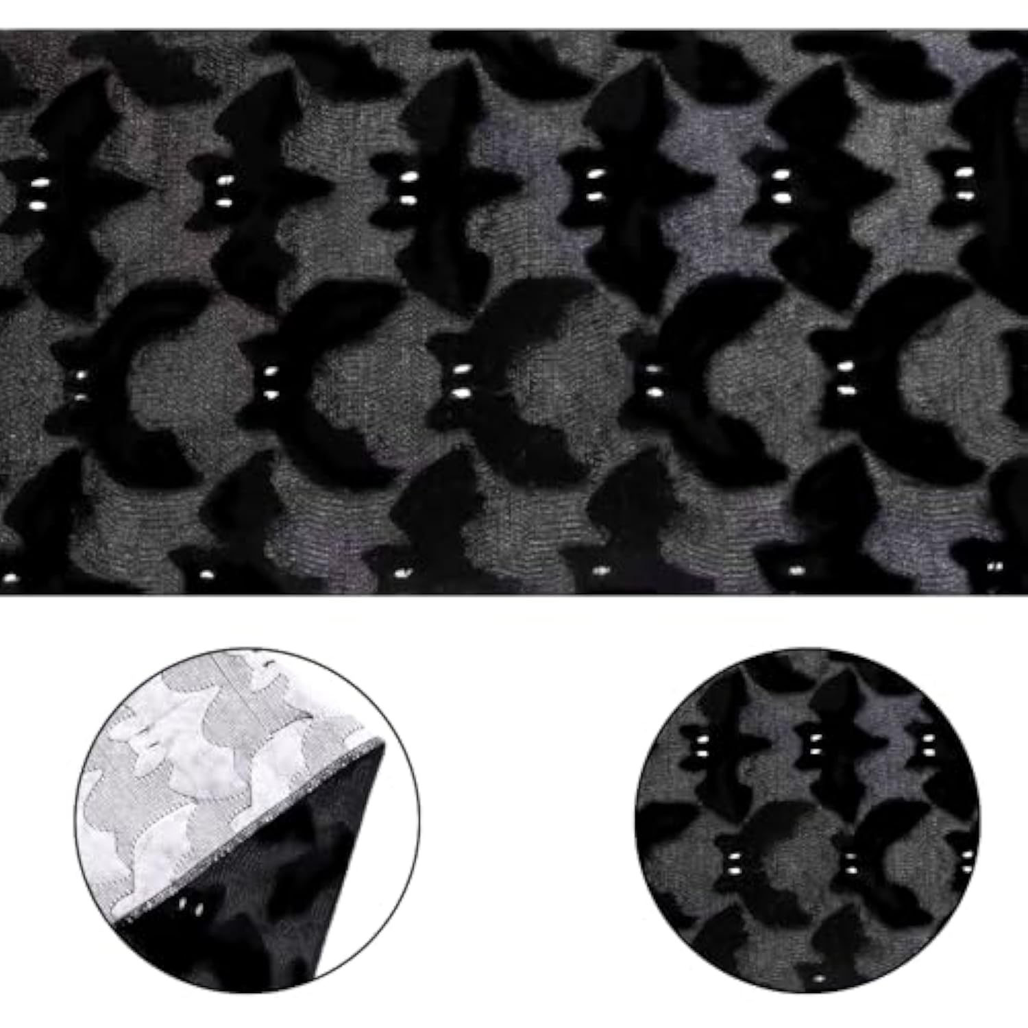 Black Bats Halloween Table Runner 13X72 Inch,Soft Plush Faux Fur Jacquard Seasonal Holiday Kitchen Dining Tabletop Runners For Home Indoor Decoration