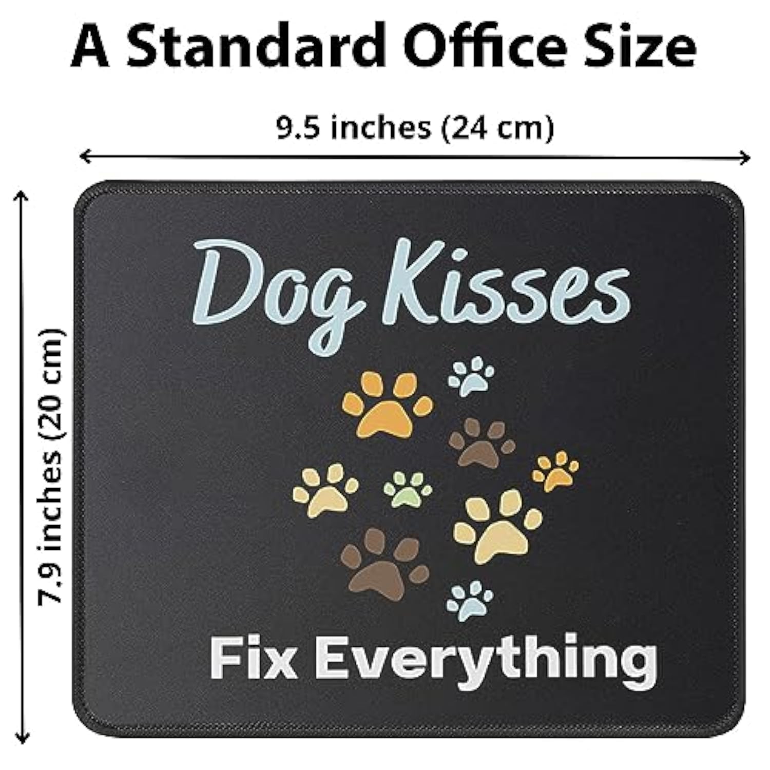 Dog Kisses Fix Everything Mouse Mat - Funny Gifts For Dog Lovers, Dog Owner - Dog Mousepad For Men, Women - Computer Mouse Pad 9.5 Inch For Laptop