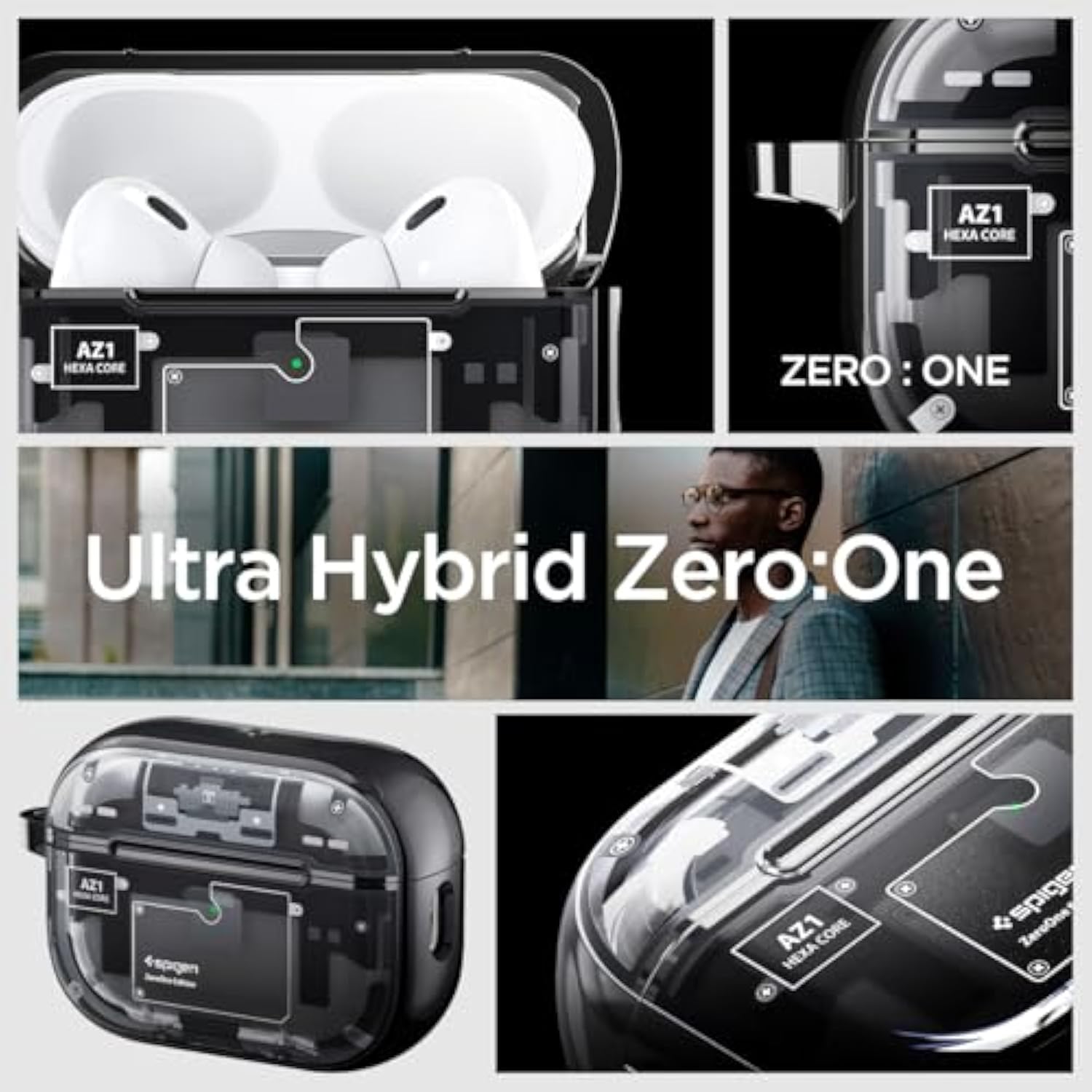 Spigen Ultra Hybrid (Mag Fit) Designed for AirPods Pro 2nd Generation Case 2022/2023 (USB-C/Lightning Cable) MagSafe Compatible Magnets Embedded - Zero One