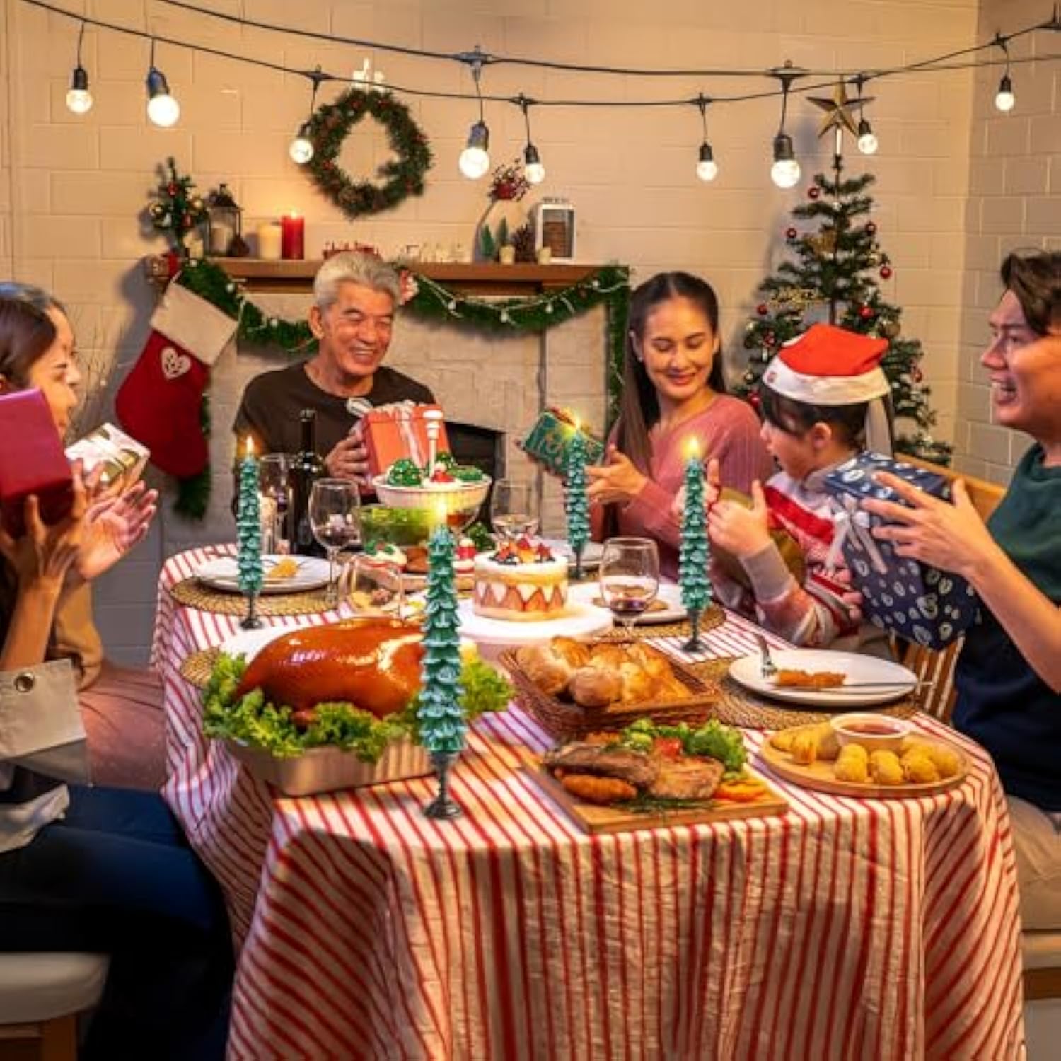 4 Pcs Christmas Tree Candles With Remote And Timer Led Flameless Taper Candles Christmas Tree With Snowy Led Candlesticks Battery Operated Candle For Christmas Decoration