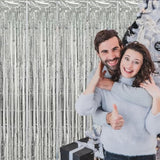 5 Pack Silver Foil Curtain Backdrop Metallic Tinsel Foil Fringe Curtains Photo Booth Props For Birthday Wedding Engagement Bachelorette Christmas Holiday Celebration Party Decorations Supplies