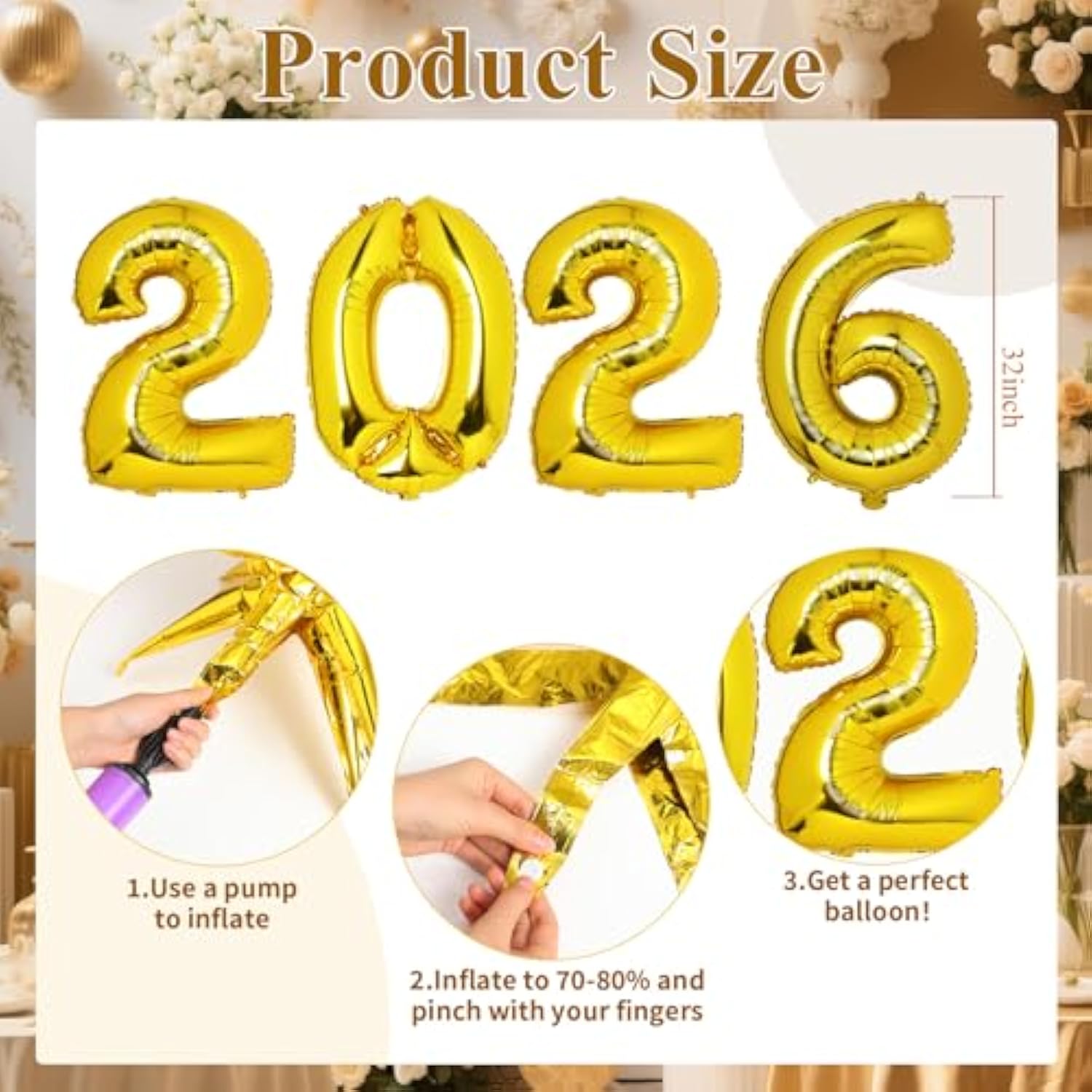 2026 Black and Gold Balloon Garland Kit with Number Balloons for Party Decor