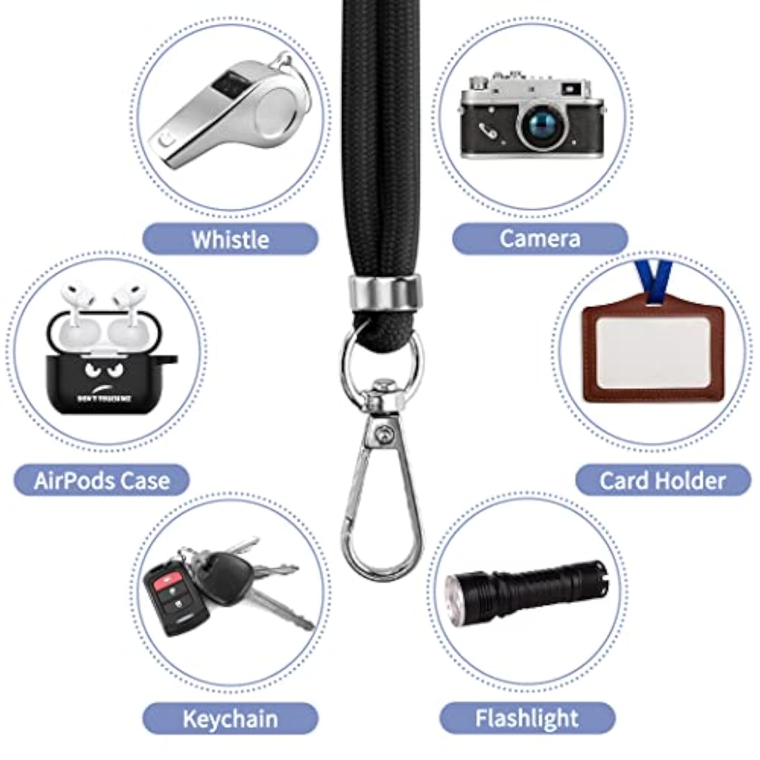 2-Pack Phone Lanyard Set Adjustable Neck & Wrist Straps with Pads Black