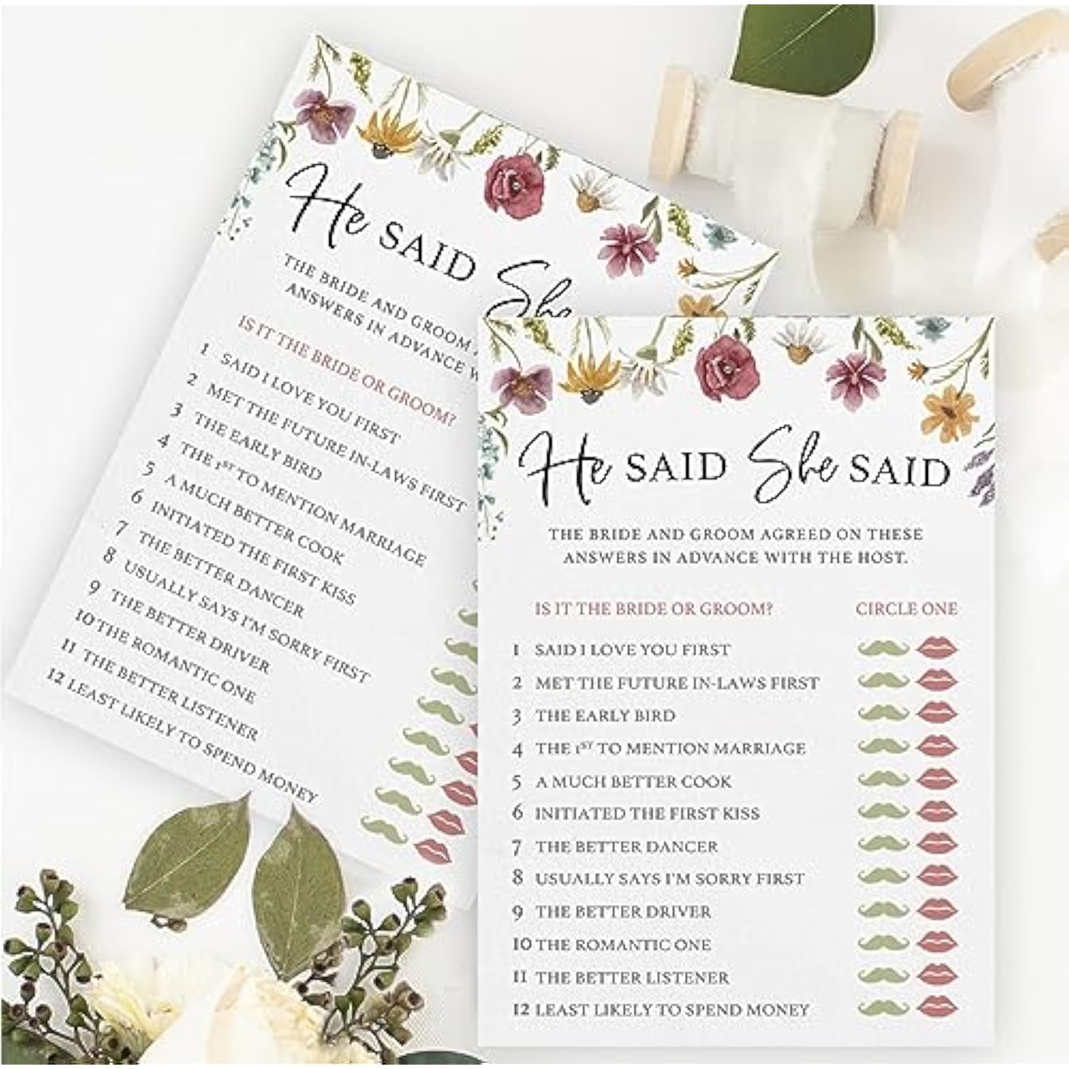 Bridal Shower Game Set – 4 Fun Games And Activities For 30 Guests, Includes Bingo, Emoji Guessing, And Bride & Groom Trivia, Love In Bloom Wildflower Design