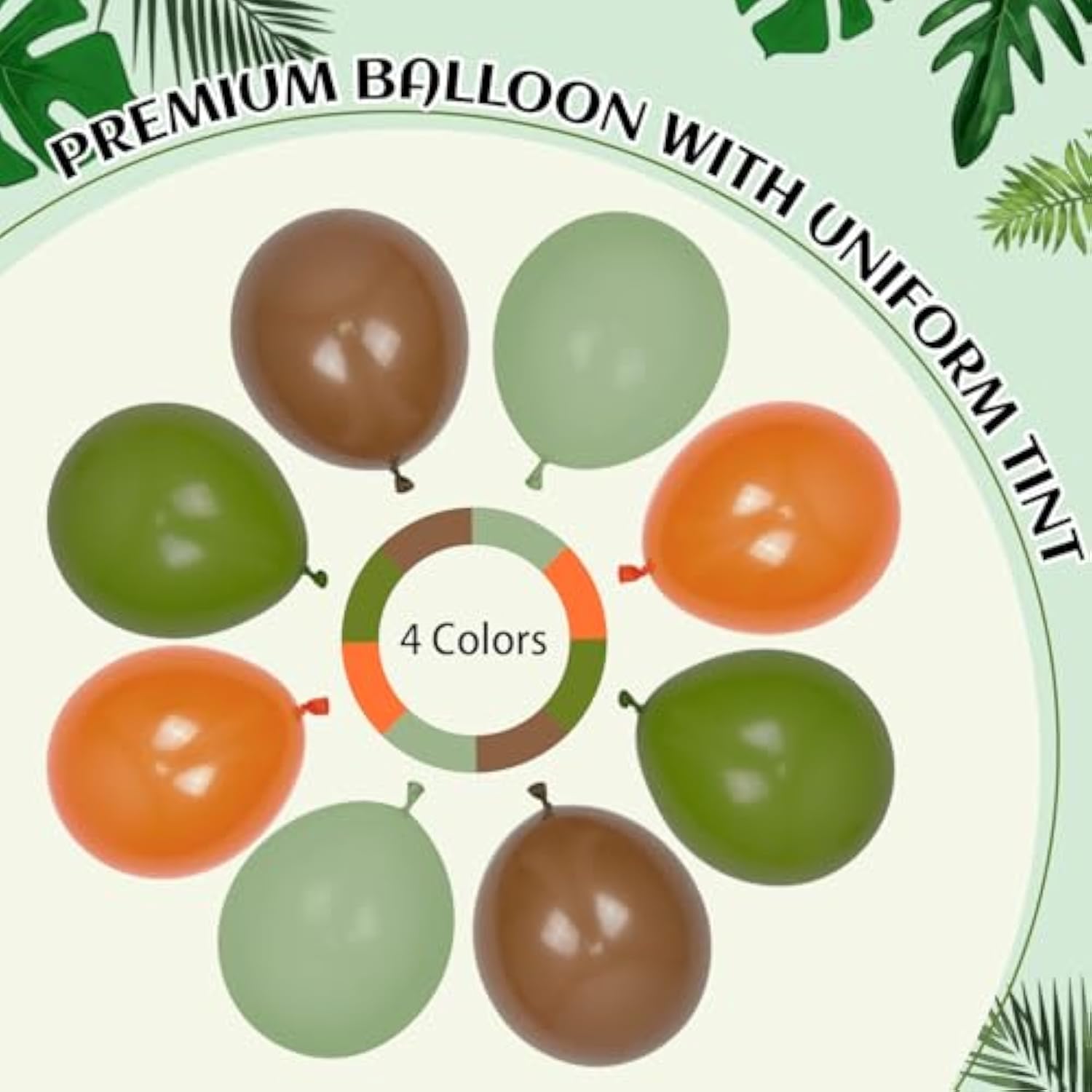 141pcs Dinosaur Balloon Arch Kit - Brown, Orange, Green for Jungle Safari Party