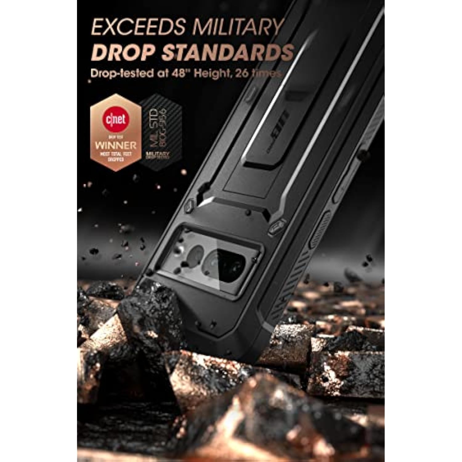 Google Pixel 7 Pro Rugged Belt-Clip & Kickstand Case with Built-in Screen Protector