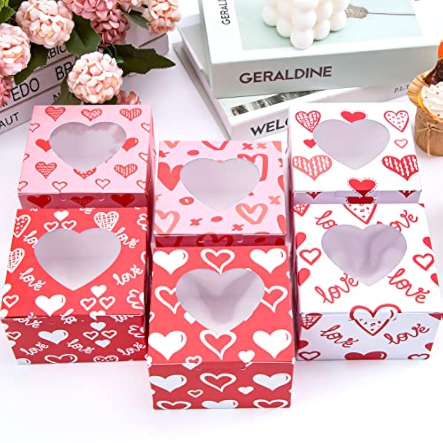 Valentines Bakery Boxes With Window, 23Pcs Heart Shaped Treat Boxes For Valentine'S Day Wedding Party Bakery Supplies Cookie Packing