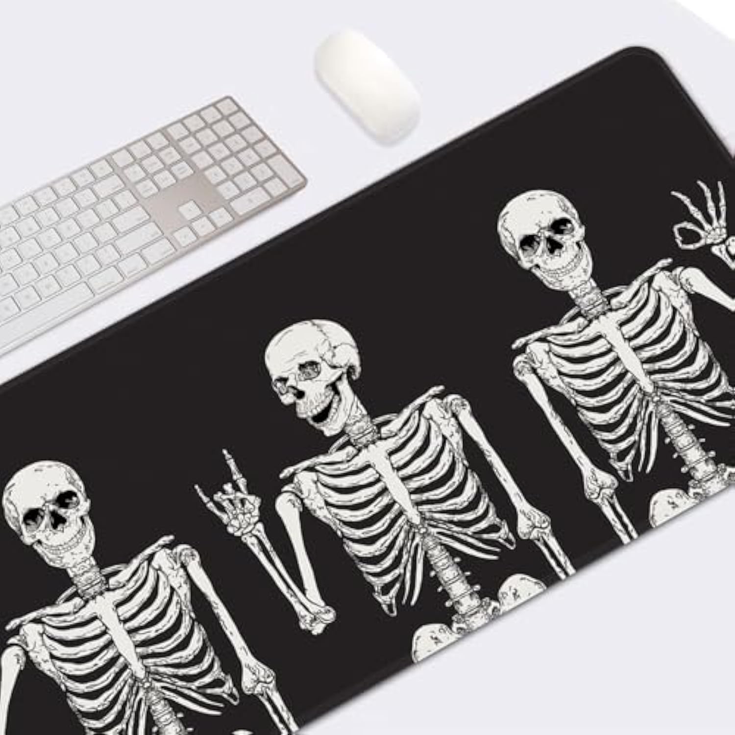 Black Skull Large Mouse Pad Non-Slip Desk Pad Keyboard And Mouse Desk Mat Gaming Mousepad For Game, Office & Home, 31.5 X 11.8 In