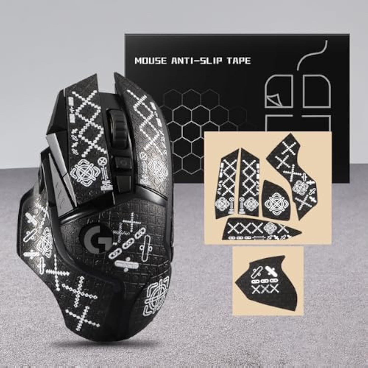 Mouse Grip Tape Sticker For Logitech G502 Lightspeed / G502 Hero Mouse Anti Slip Skin Self-Adhesive,Pre-Cut,Sweat-Resistant Game Mice Accessories(Printing Pattern)