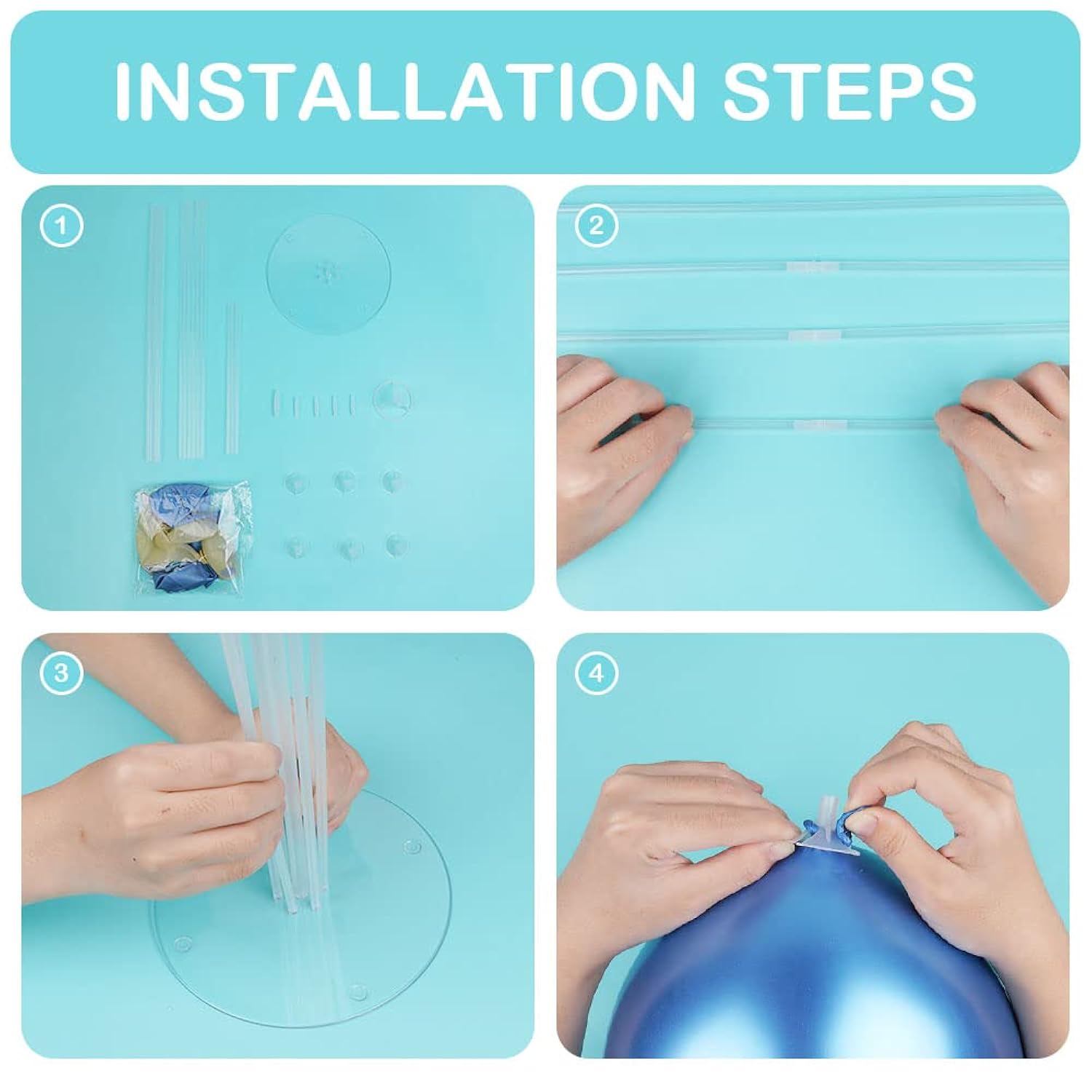 2 Set Table Balloon Stand Kit With Lights, Balloon Centerpieces For Tables Include 16 Latex Confetti Balloons, Christmas Centerpieces Tables Decorations For Birthday, Weddings, Anniversary