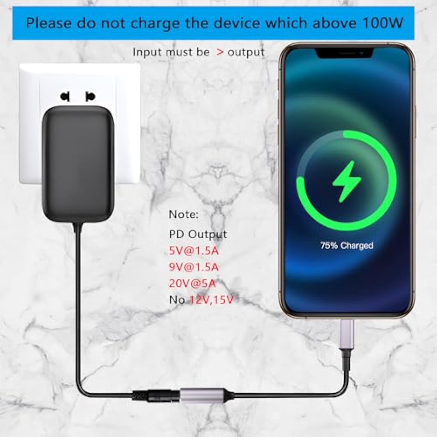 Pd Dc 7.4Mm X 5.0Mm Female(7.4Mm X 0.6Mm) Input To Usb Type C Male Power Charg