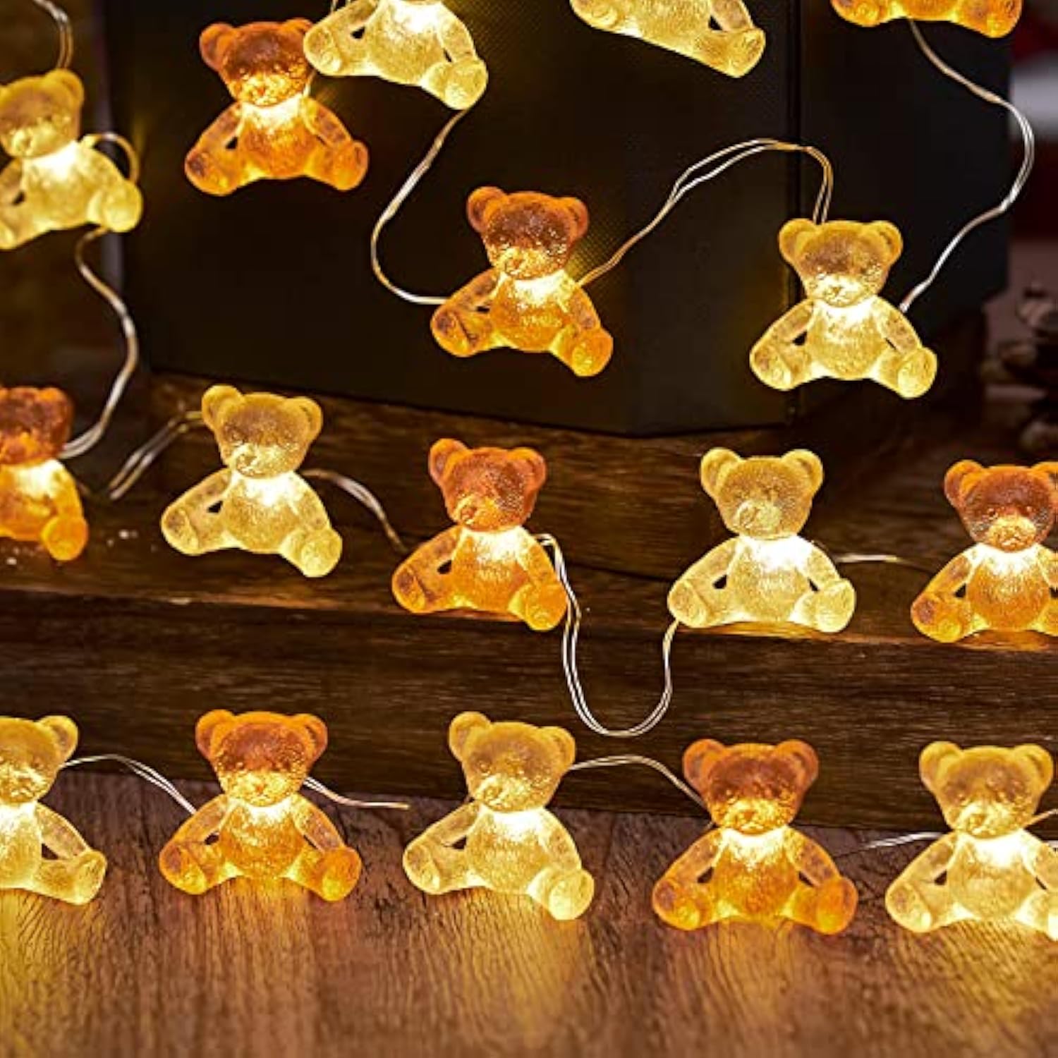 Cute Teddy Bear Novelty String Lights Indoor Decorative Light 20Led 8.5Ft Battery Operated Night Light Fairy Lights For