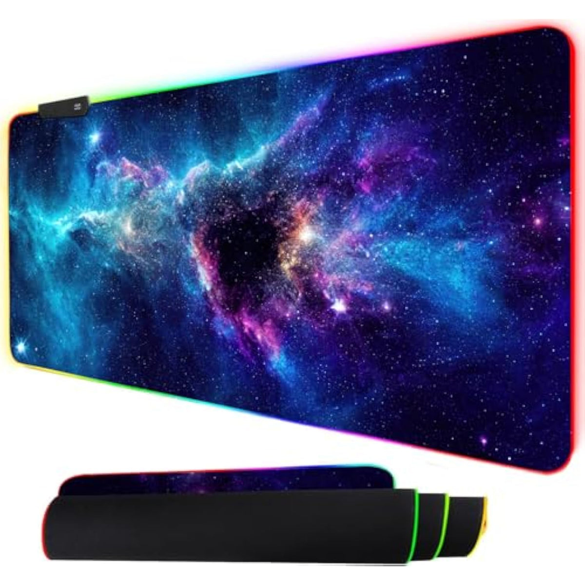 ToLuLu RGB Mouse Pad Gaming, Large LED Mouse Pad with 14 Lights Modes, 35.4 x 15.7 inches XXL Desk Mat for Keyboard and Mouse, Extended Desk Pad Mat PC Gaming Mousepad Accessories?Blue Purple Galaxy