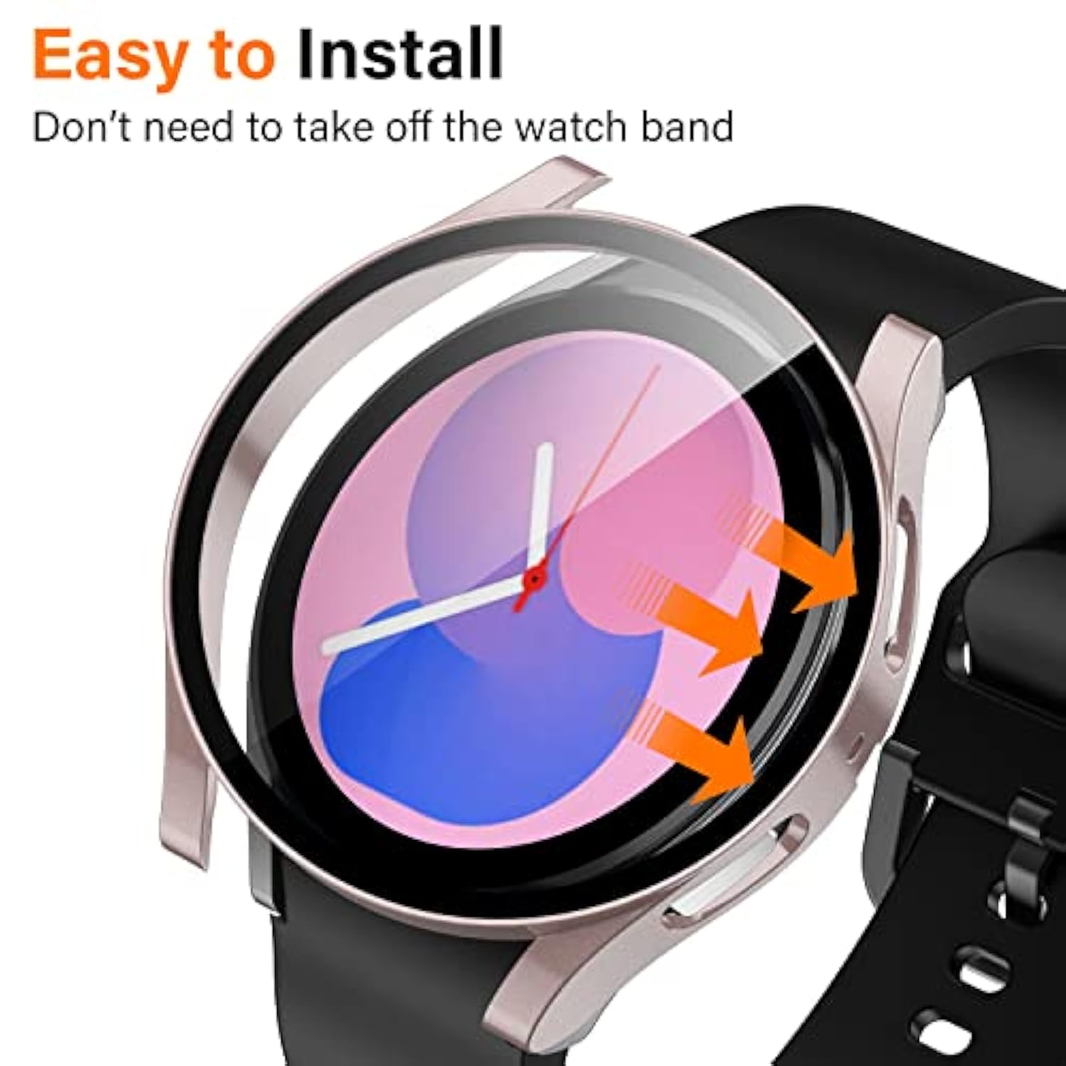 2 Pack Screen Protector Case Compatible With Samsung Galaxy Watch 5/Galaxy Watch 4 Case 40Mm, With Built-In Screen Protector Hard Pc Ultra Thin Anti-Scratch Protective Cover (Rose Gold/Clear)