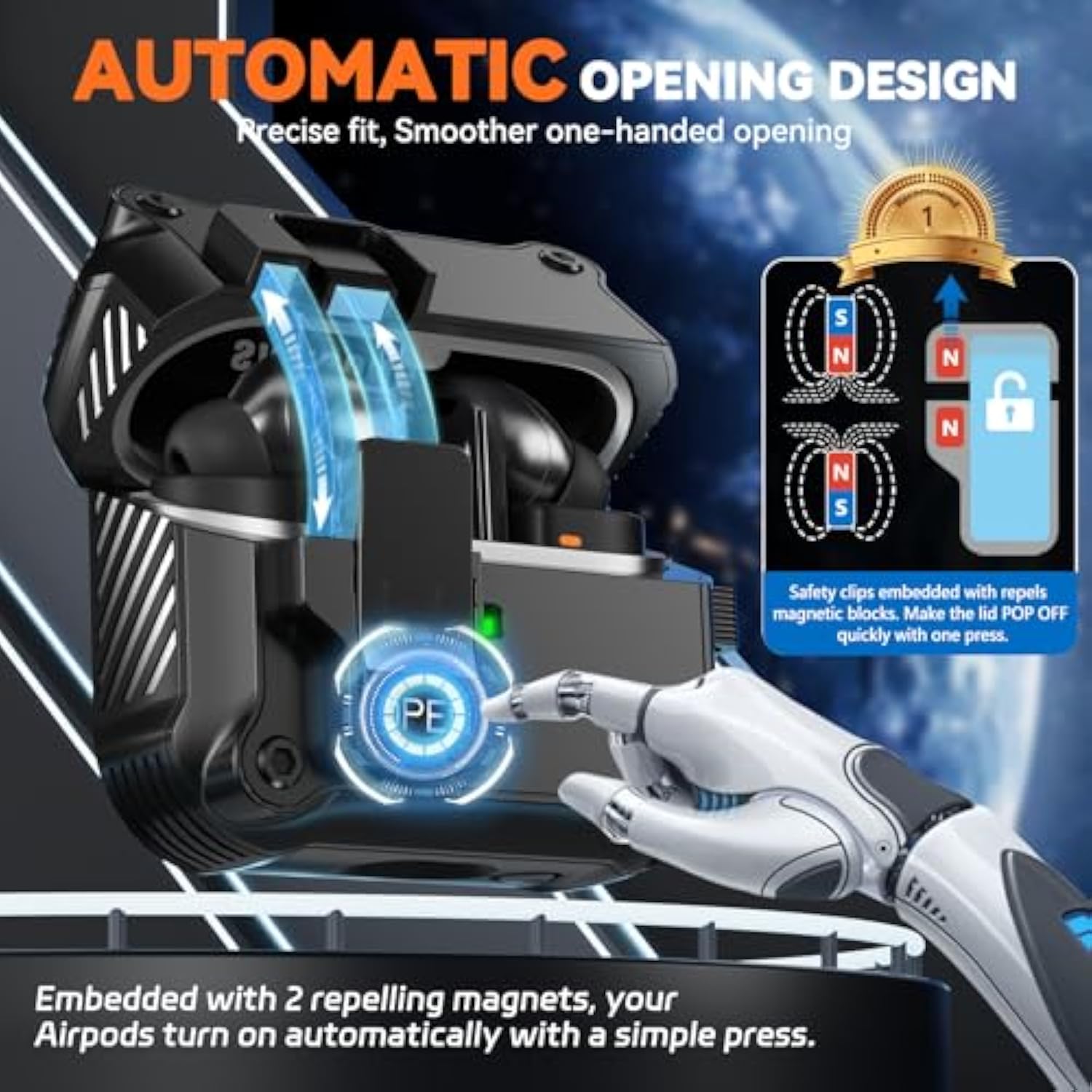 Upgraded Secure Lock Case For Samsung Galaxy Buds3 Pro And Galaxy Buds 3 (2024), Shockproof Hard Case Cover With Cleaning Kit & Keychain, Galaxy Buds 3 Pro Accessories, Auto-Open, Led Visible