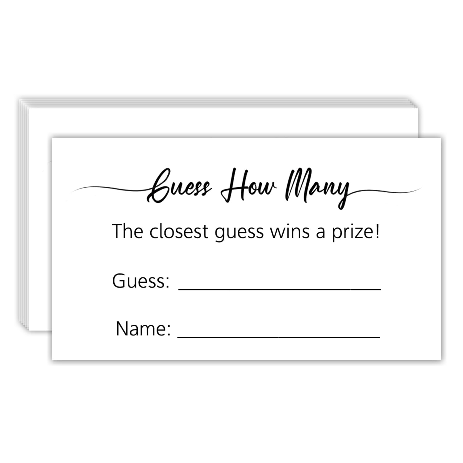 Guess How Many Game Cards – 50 Pack Candy Jar Guessing Cards For Baby Shower Games Prizes, Bridal Shower Party Games (Minimalist) 3.5" X 2"