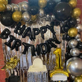 Black Happy Birthday Balloon Banner 16inch Foil Party Decor