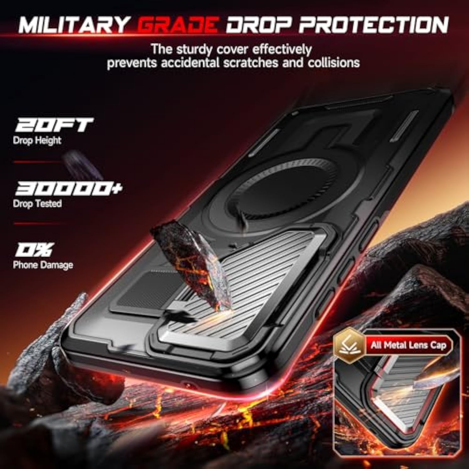 For Galaxy A35-5G Phone Case: Samsung A35-5G Case With Tempered Glass Screen Protector, Compatible With Magsafe Military-Grade Heavy Duty Rugged Cover With Camera Cover Stand For A 35 6.6", Black